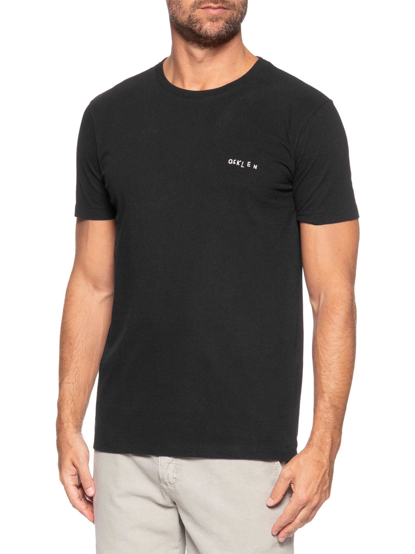 Camiseta Masculina Manga Curta Gola Careca Vintage Paper Type Preto Osklen