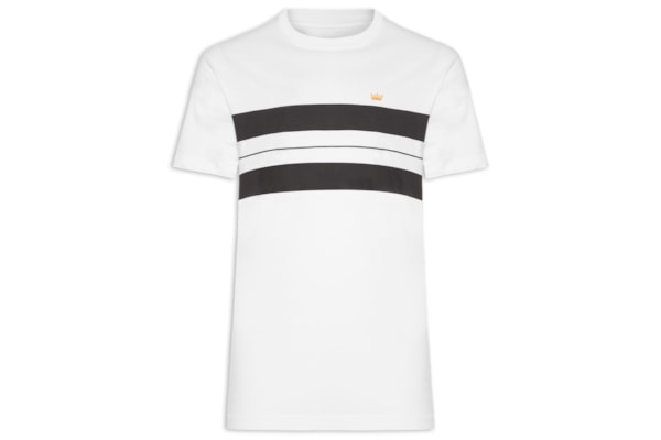 Camiseta Masculina Manga Curta Gola Careca Vintage Pranchão Listrado - Branco