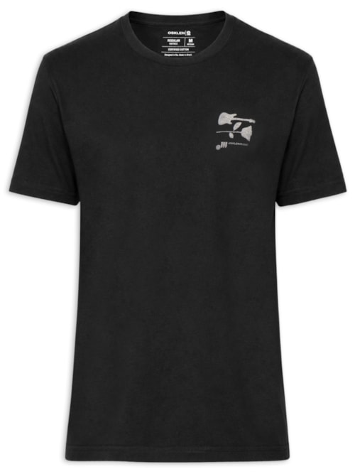 Camiseta Masculina Manga Curta Gola Careca Vintage Rock - Preto
