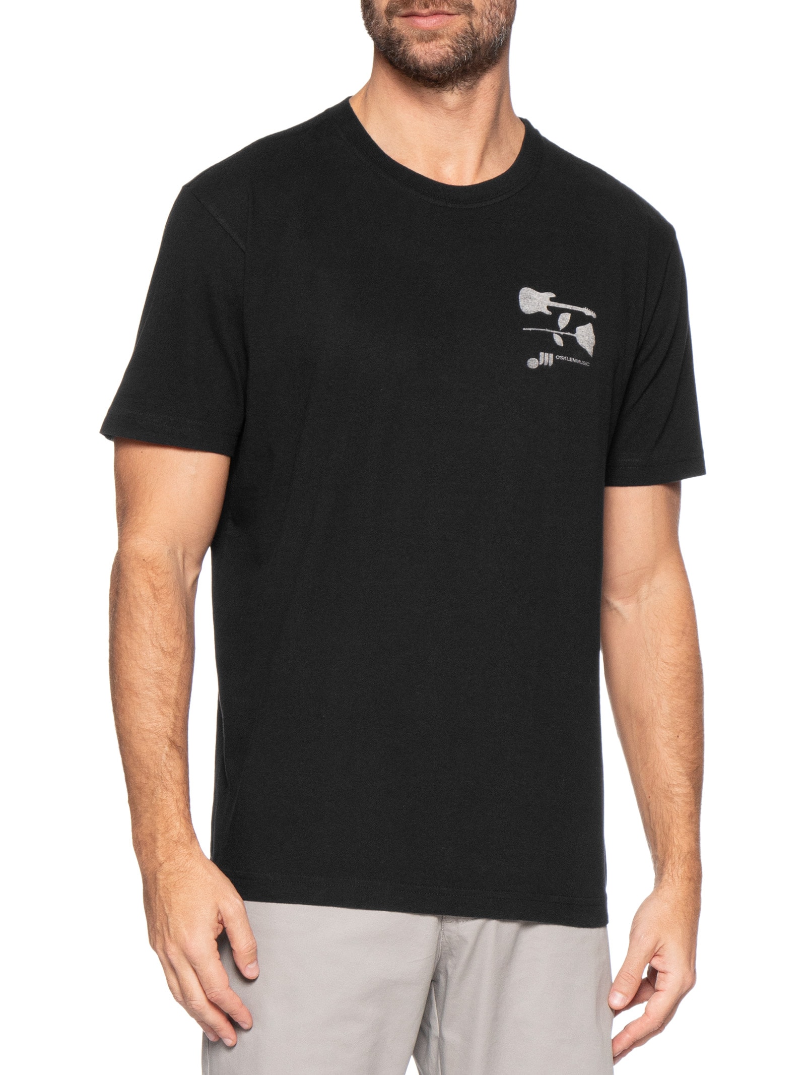 Camiseta Masculina Manga Curta Gola Careca Vintage Rock Preto Osklen