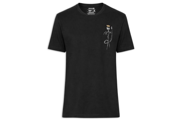 Camiseta Masculina Manga Curta Gola Careca Vintage Rose Rock - Preto