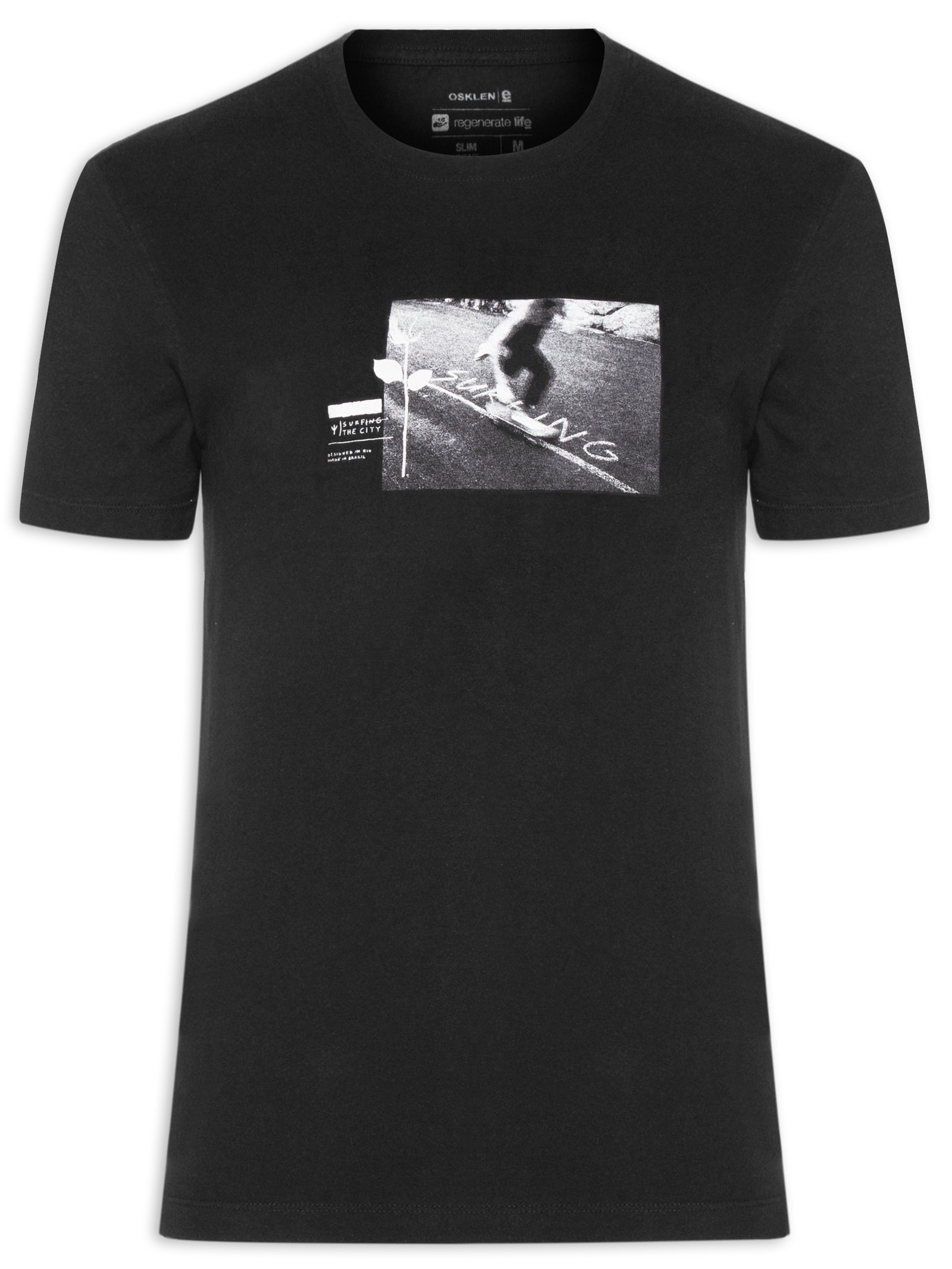 Camiseta Masculina Manga Curta Gola Careca Vintage Sk8 Rose Preto Osklen
