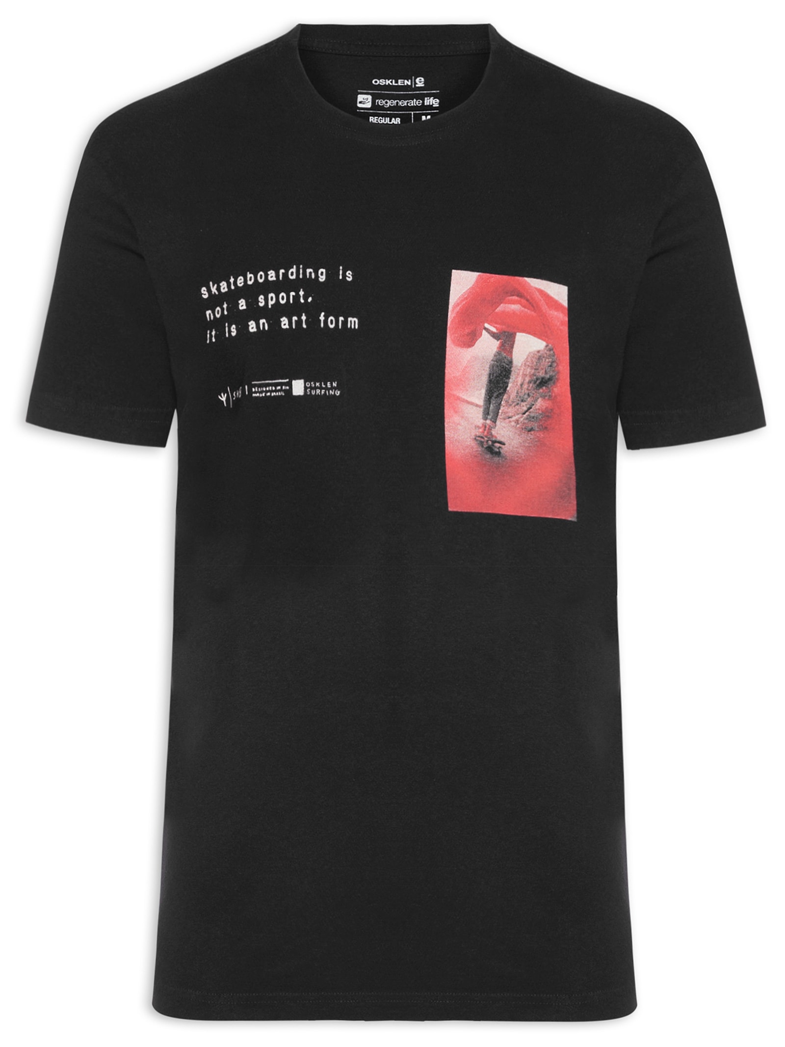 Camiseta Masculina Manga Curta Gola Careca Vintage SK82 Preto Osklen