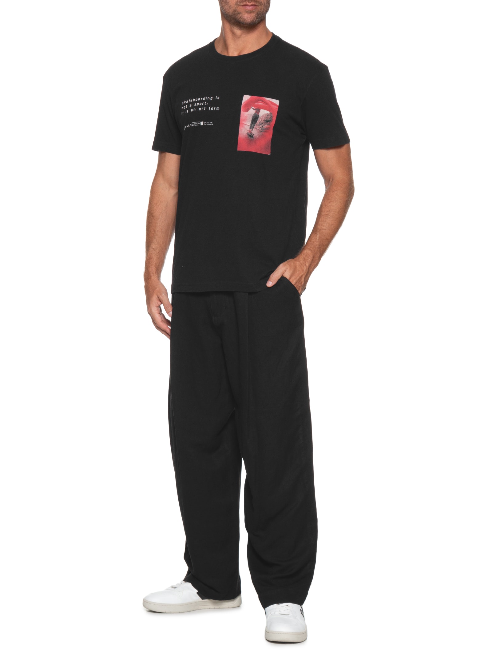 Camiseta Masculina Manga Curta Gola Careca Vintage SK82 Preto Osklen