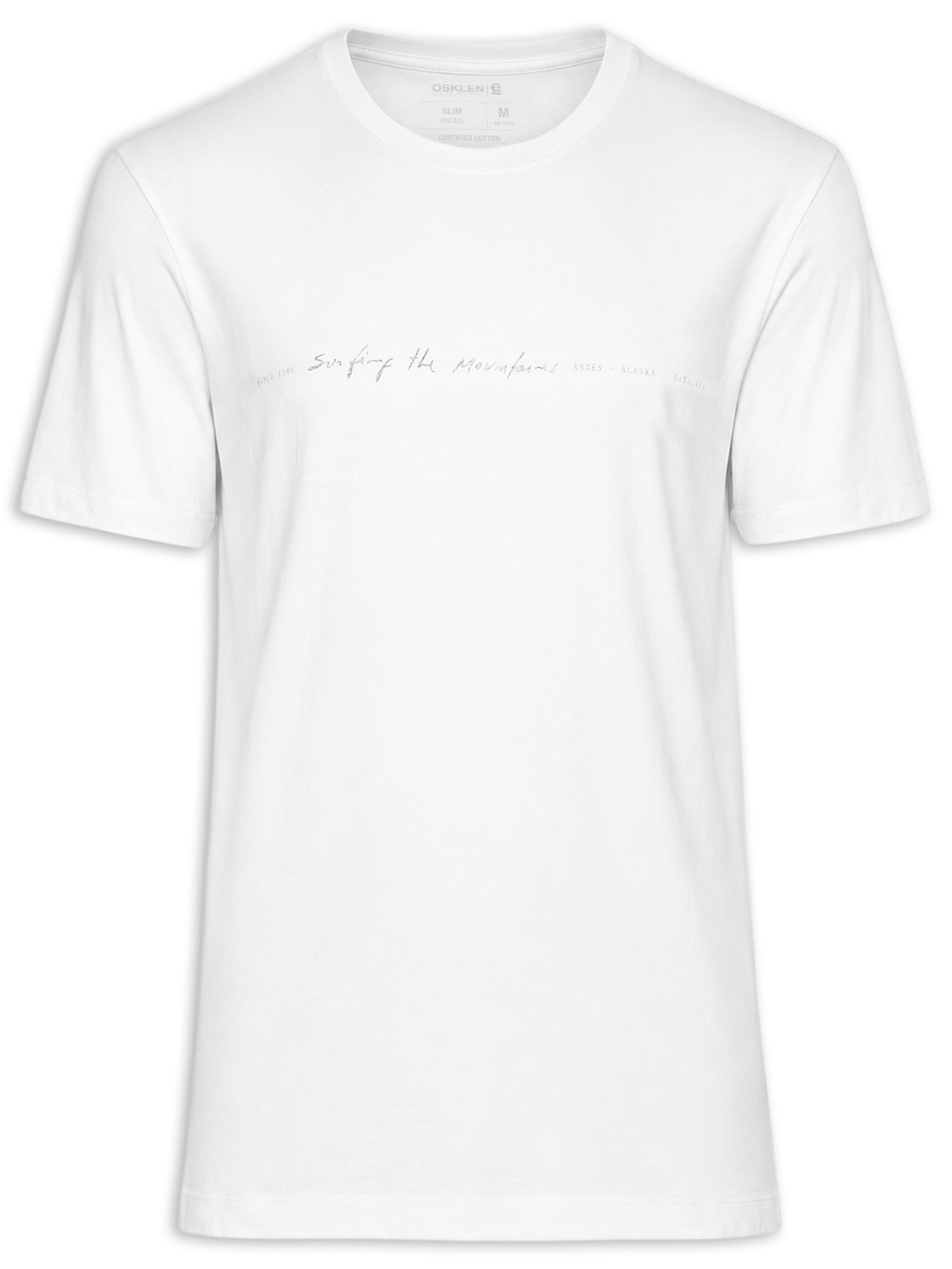 Camiseta Masculina Manga Curta Gola Careca Vintage Stm Classic Branco Osklen