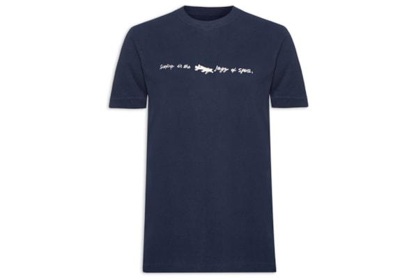 Camiseta Masculina Manga Curta Gola Careca Vintage Surf & Jazz Scribble - Azul