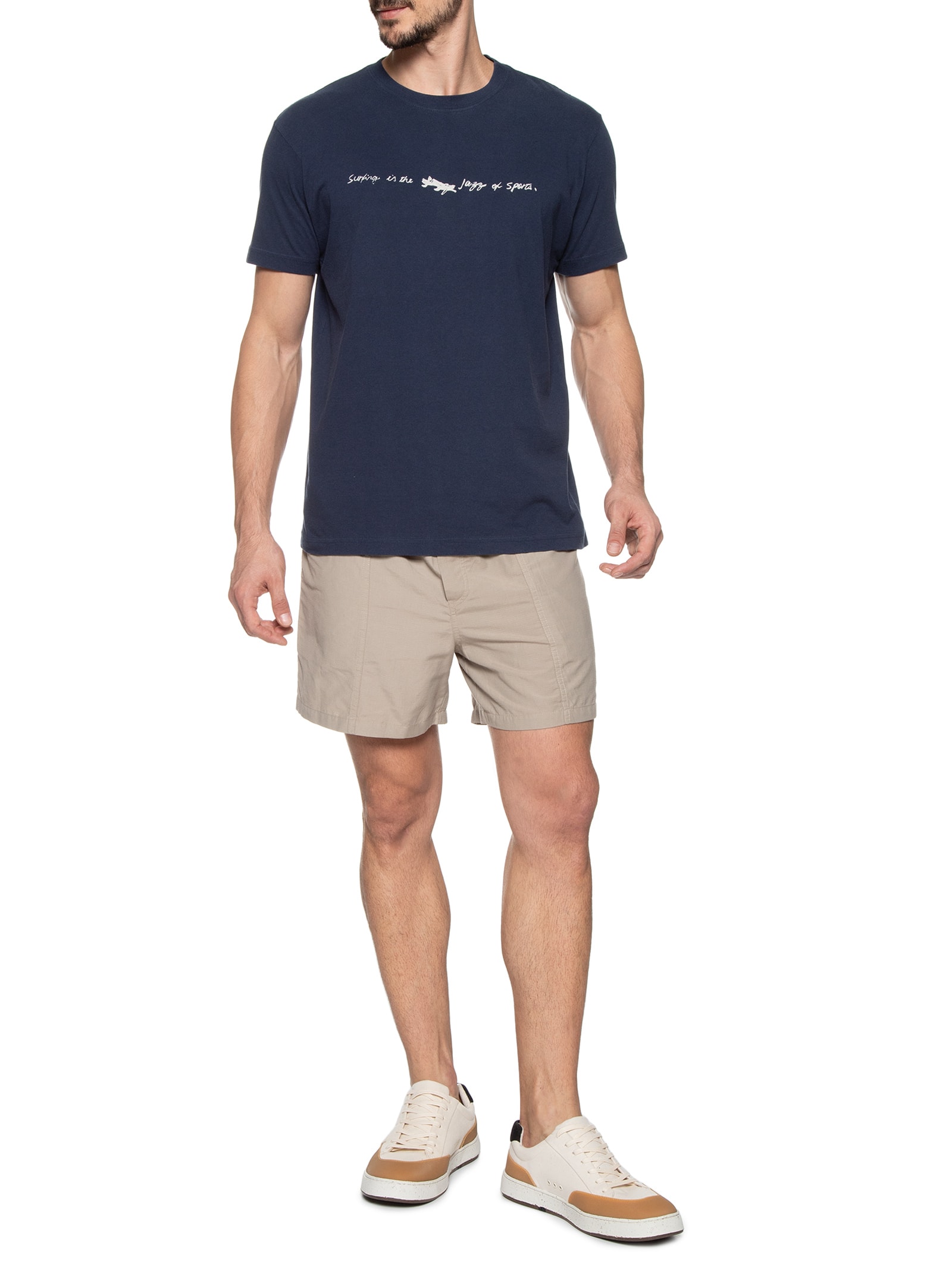 Camiseta Masculina Manga Curta Gola Careca Vintage Surf & Jazz Scribble Azul Osklen