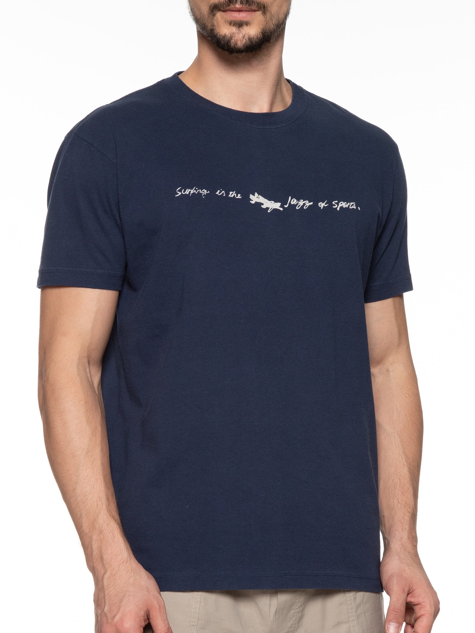 Camiseta Masculina Manga Curta Gola Careca Vintage Surf & Jazz Scribble Azul Osklen