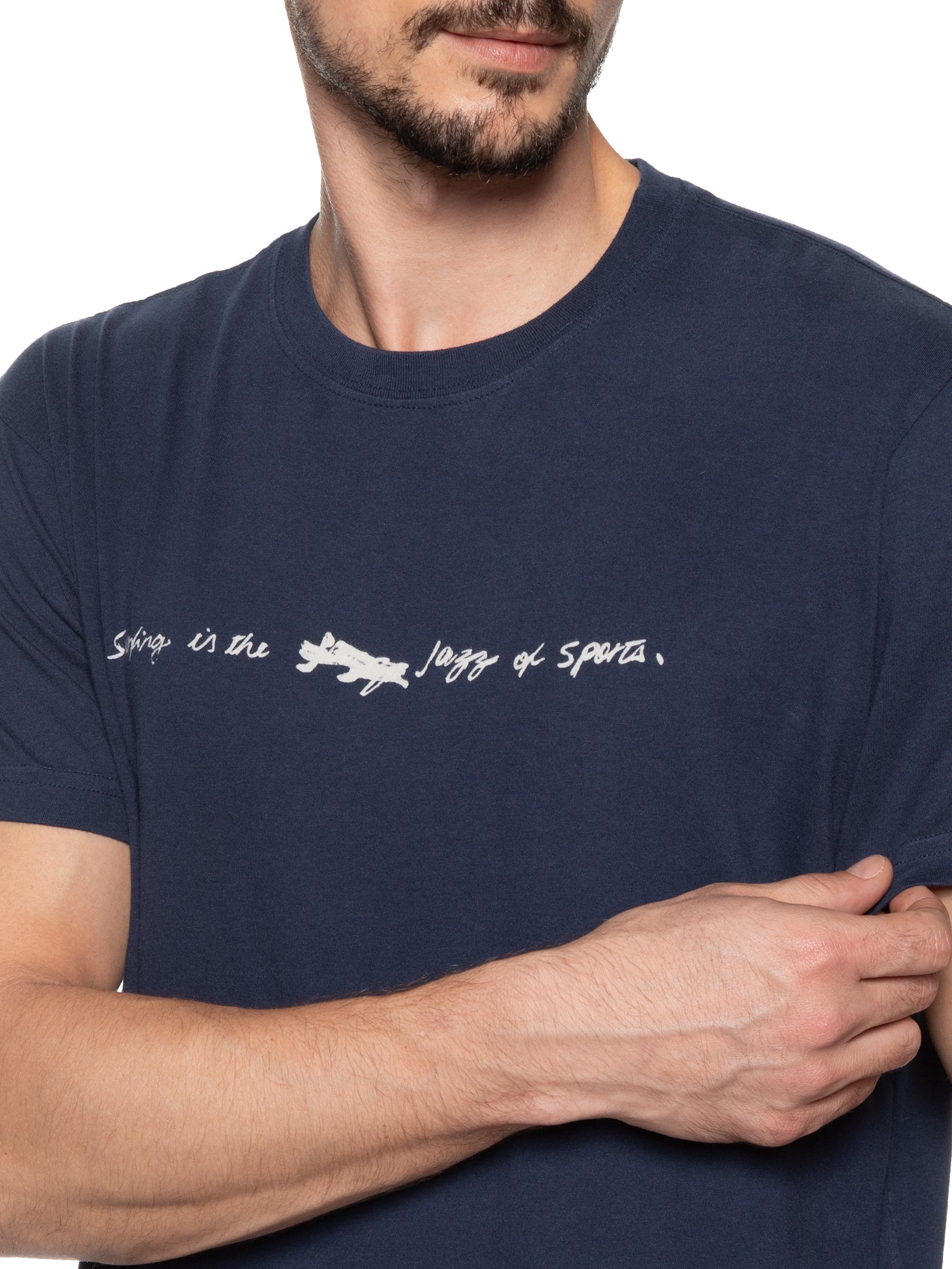 Camiseta Masculina Manga Curta Gola Careca Vintage Surf & Jazz Scribble Azul Osklen