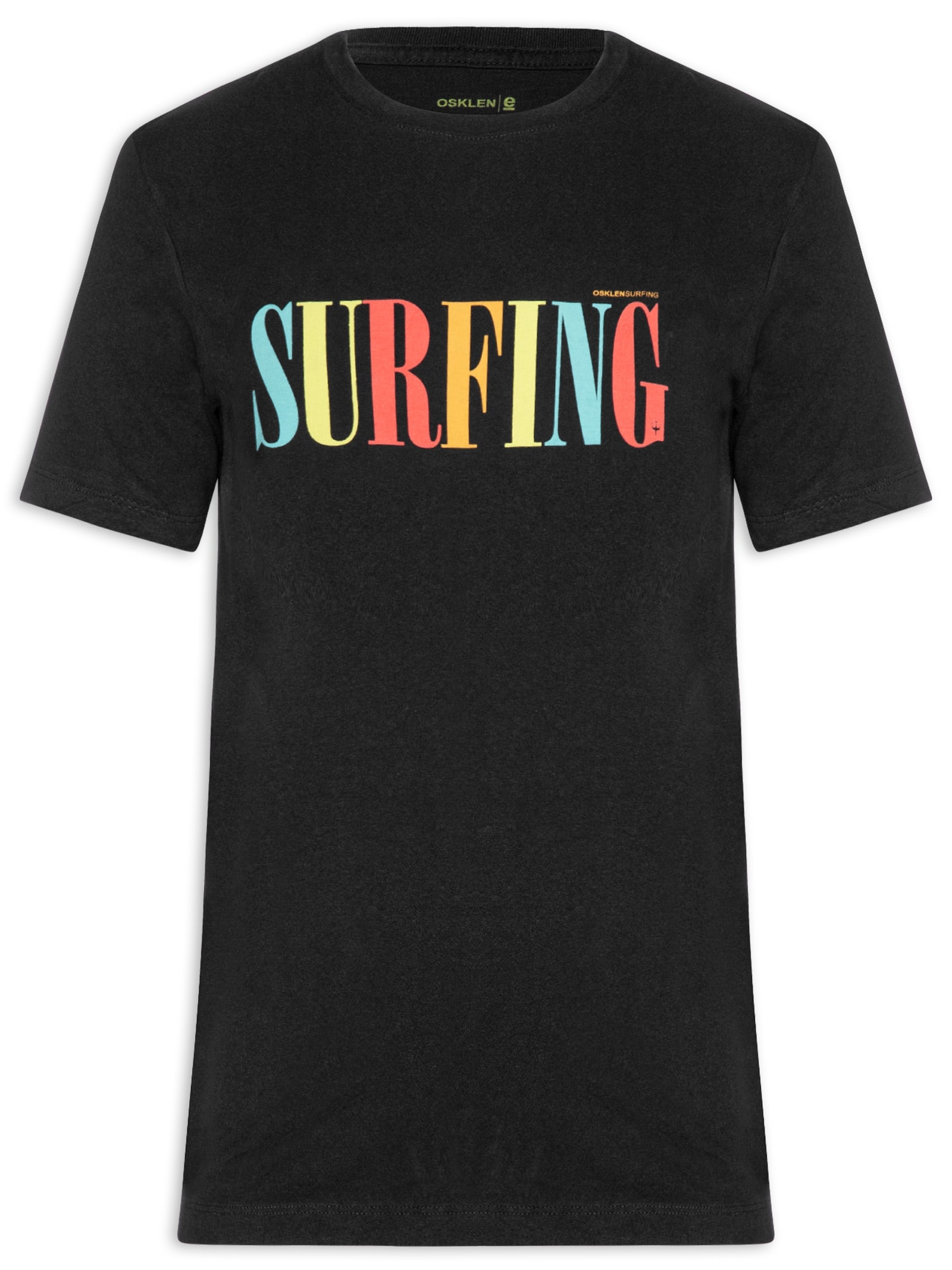Camiseta Masculina Manga Curta Gola Careca Vintage Surfing Slim Preto Osklen