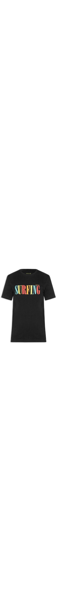 Camiseta Masculina Manga Curta Gola Careca Vintage Surfing Slim - Preto