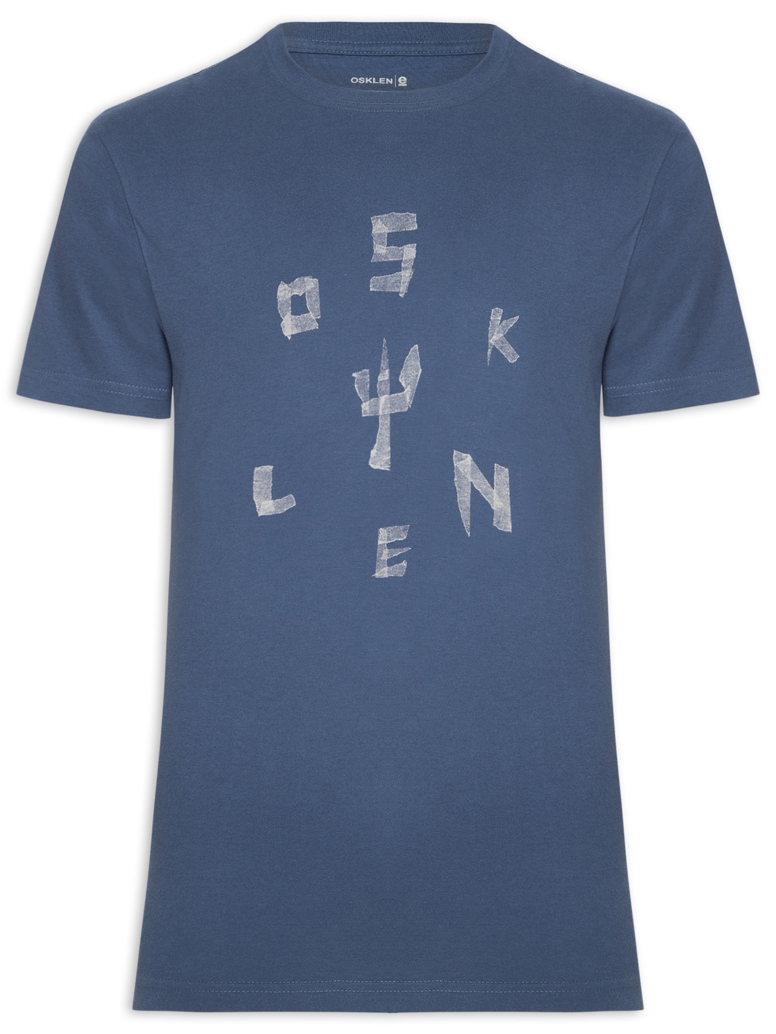 Camiseta Masculina Manga Curta Gola Careca Vintage Tape Azul Osklen