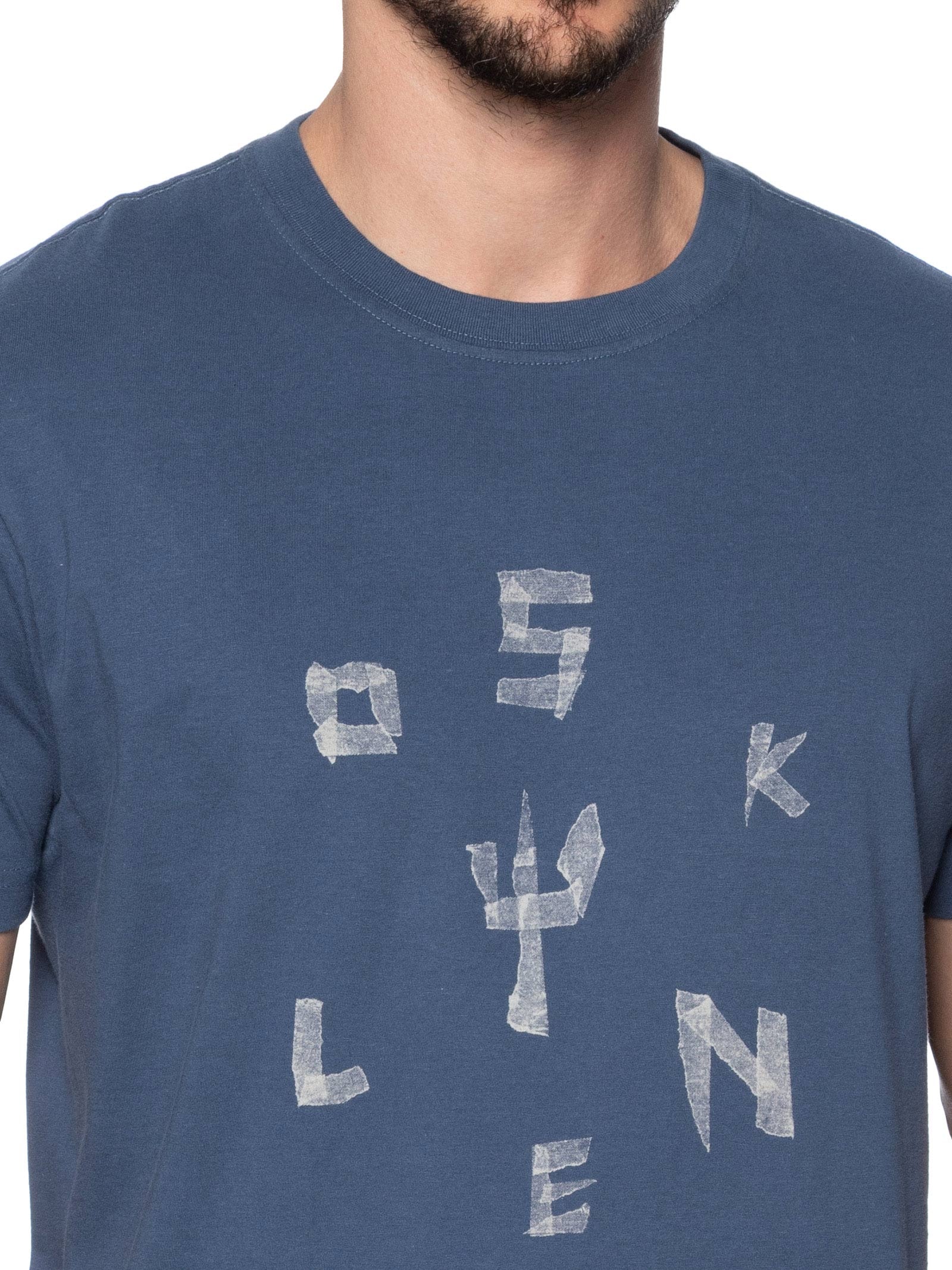 Camiseta Masculina Manga Curta Gola Careca Vintage Tape Azul Osklen