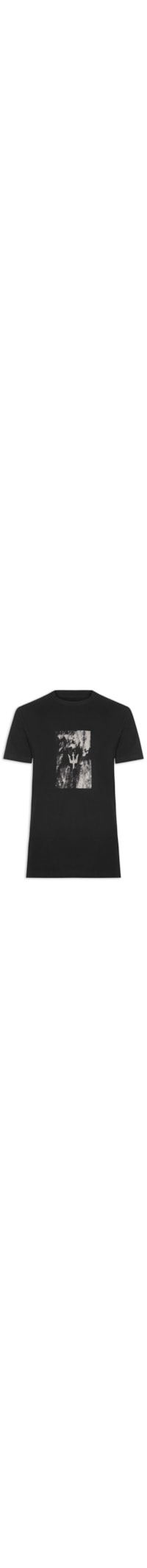 Camiseta Masculina Manga Curta Gola Careca Vintage Tridente Areia - Preto