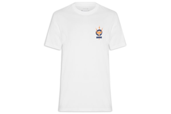 Camiseta Masculina Manga Curta Gola Careca Vintage Tridente Oceans  - Branco