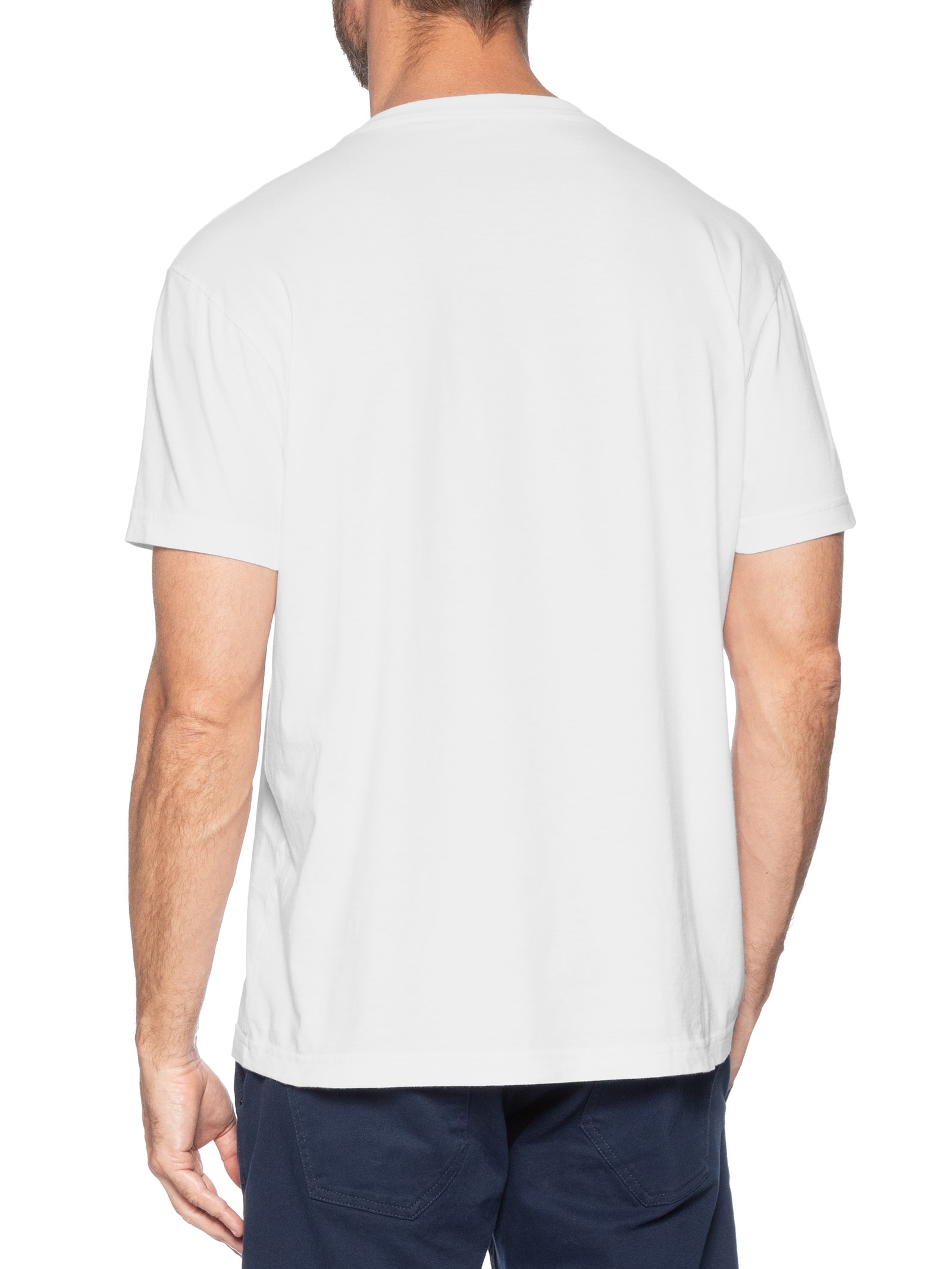 Camiseta Masculina Manga Curta Gola Careca Vintage Tridente Oceans  Branco Osklen