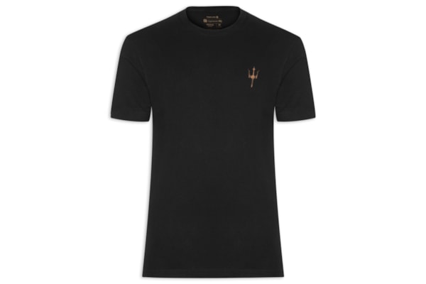 Camiseta Masculina Manga Curta Gola Careca Vintage Tridente - Preto