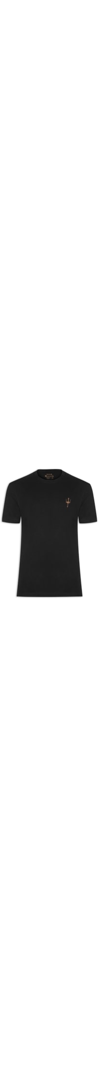 Camiseta Masculina Manga Curta Gola Careca Vintage Tridente - Preto