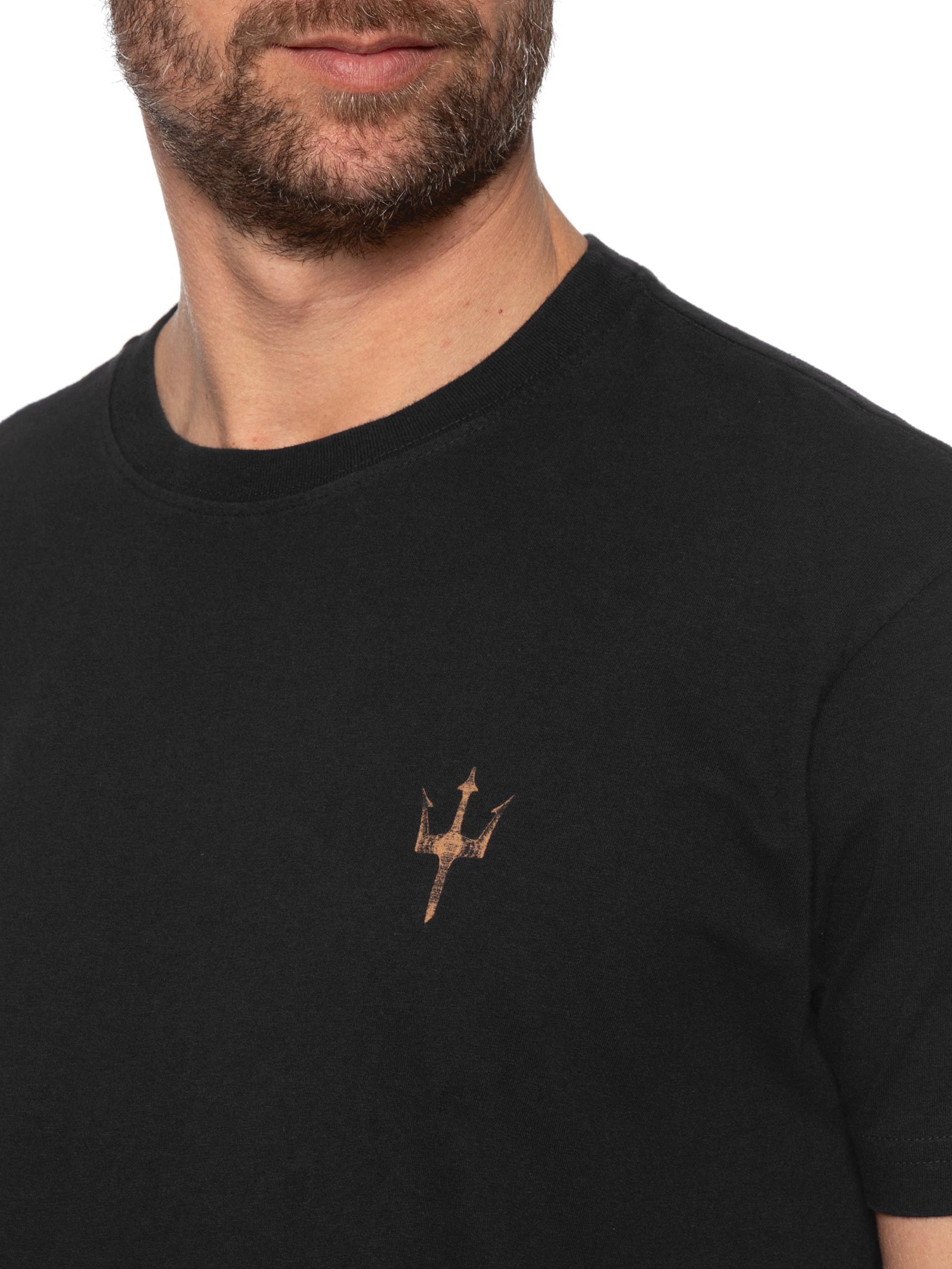 Camiseta Masculina Manga Curta Gola Careca Vintage Tridente Preto Osklen