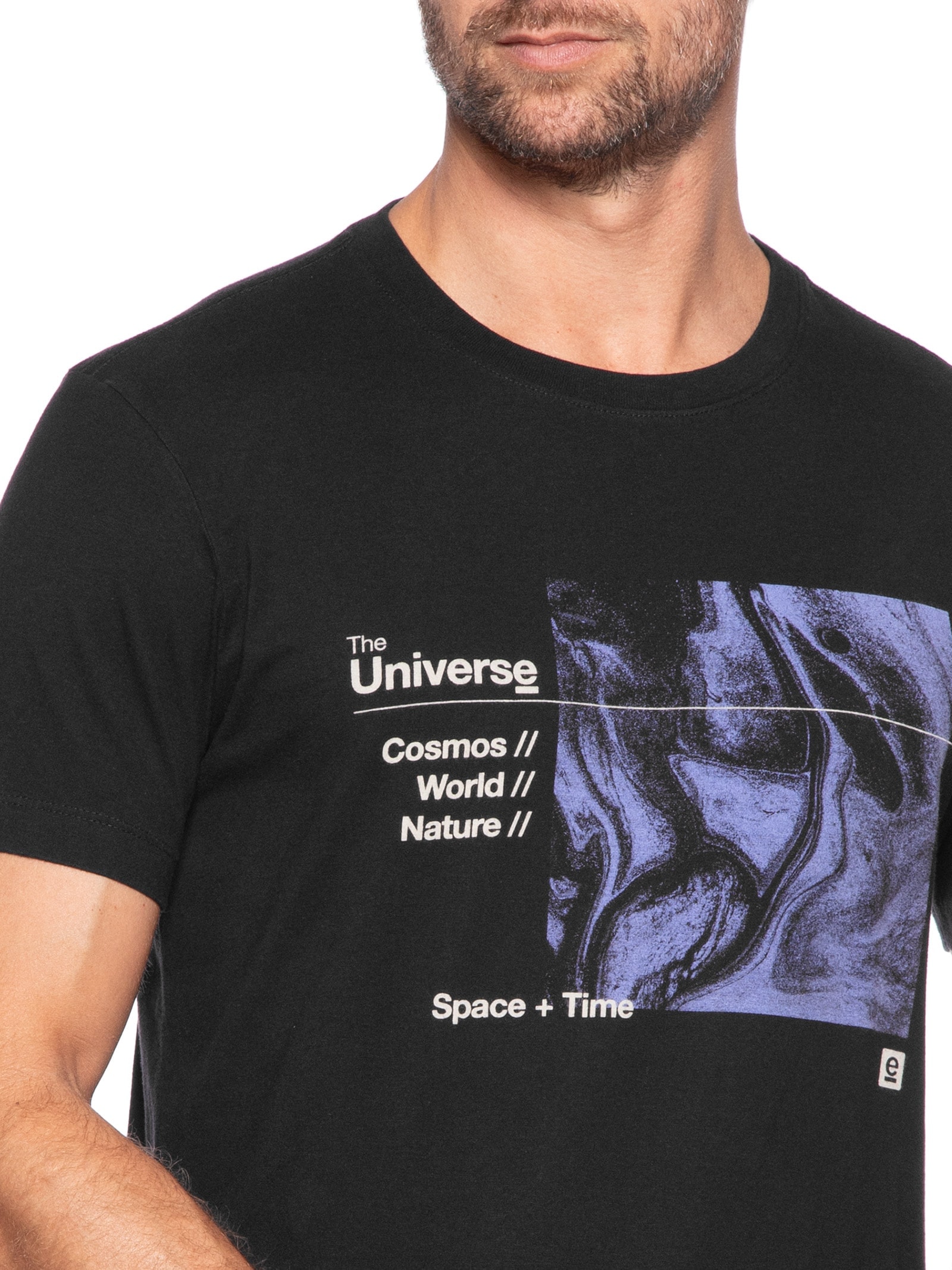 Camiseta Masculina Manga Curta Gola Careca Vintage Universe Preto Osklen