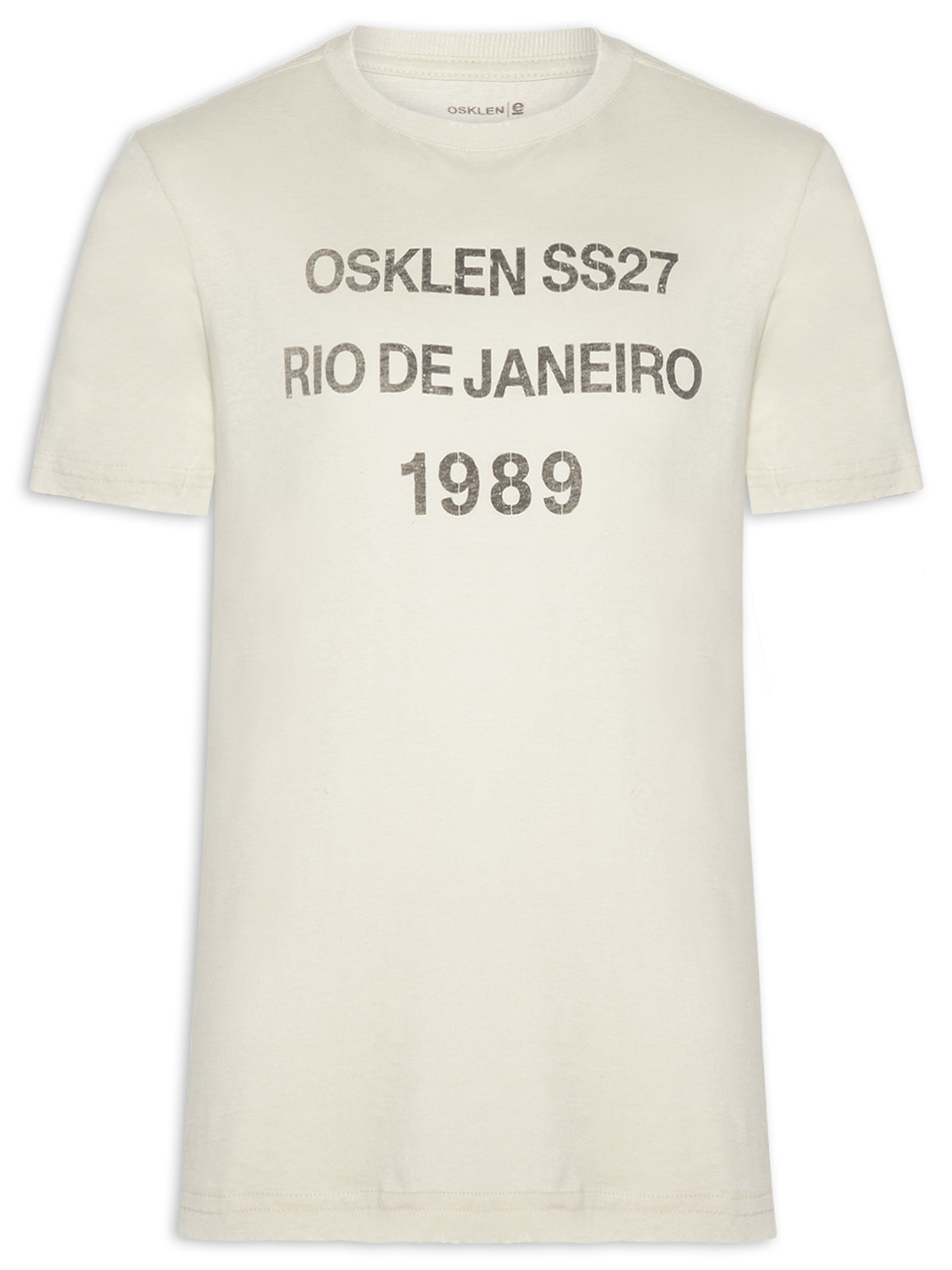 Camiseta Masculina Manga Curta Gola Carta SS27 Off White Osklen