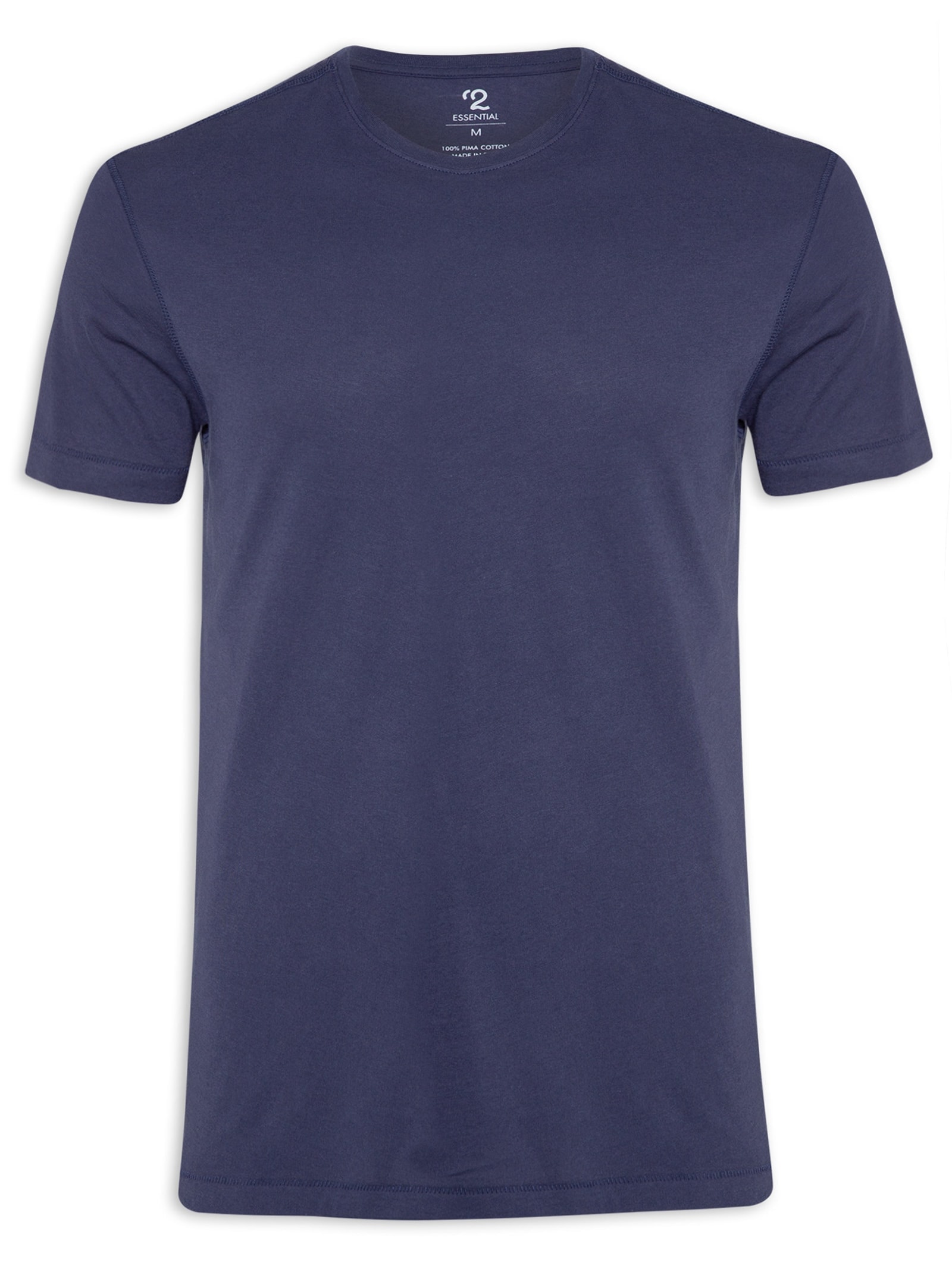 Camiseta Masculina Manga Curta Gola Redonda Regular- Azul '2 Essential