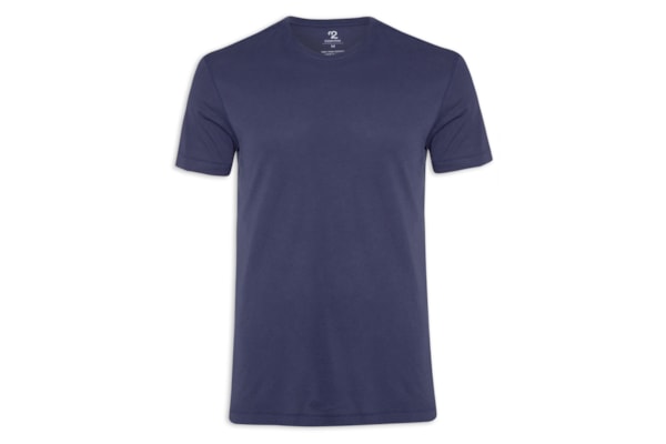 Camiseta Masculina Manga Curta Gola Redonda Regular- Azul