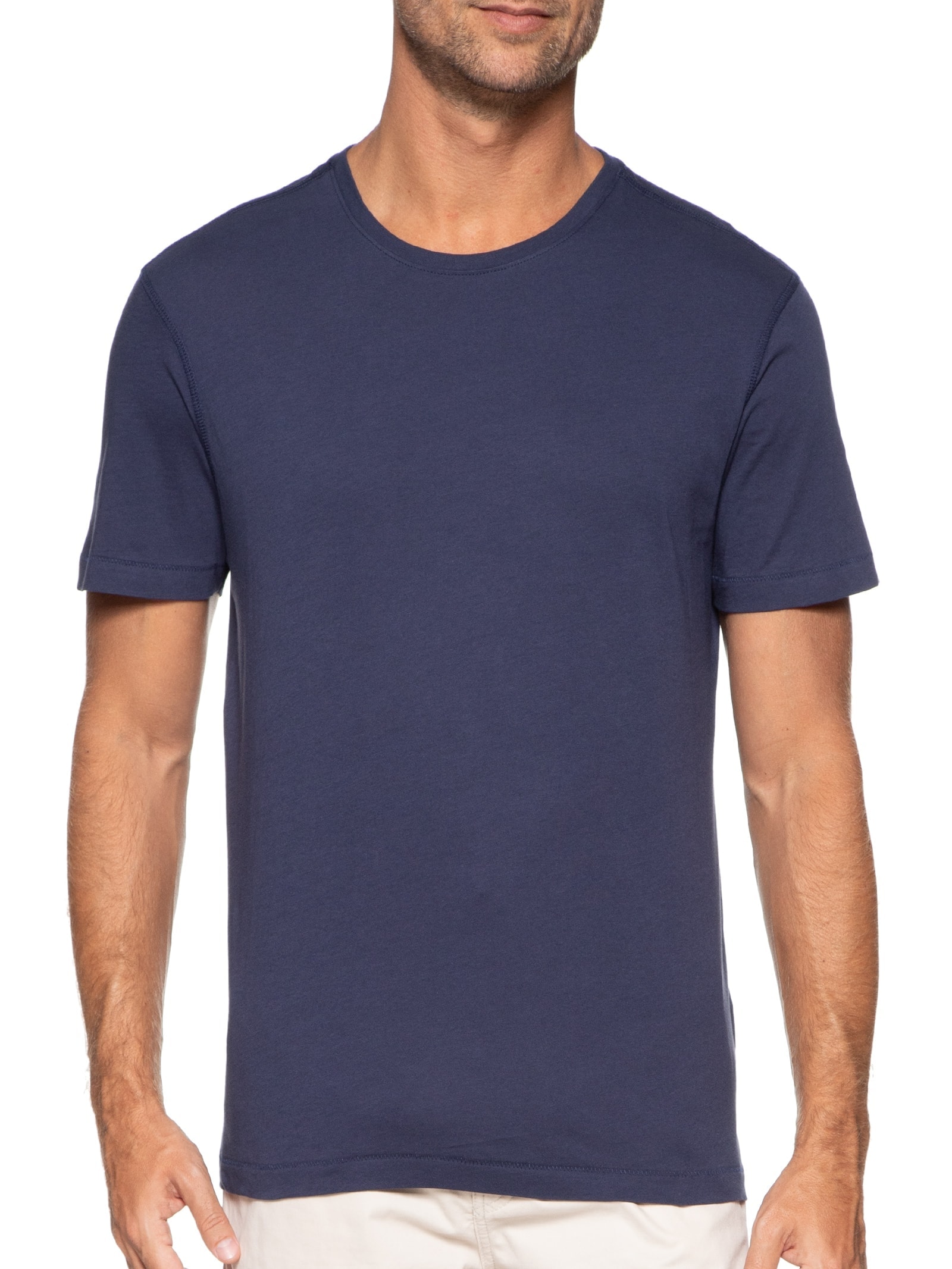 Camiseta Masculina Manga Curta Gola Redonda Regular- Azul '2 Essential