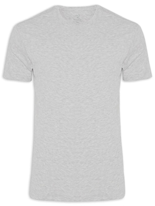 Camiseta Masculina Manga Curta Gola Redonda Regular – Cinza