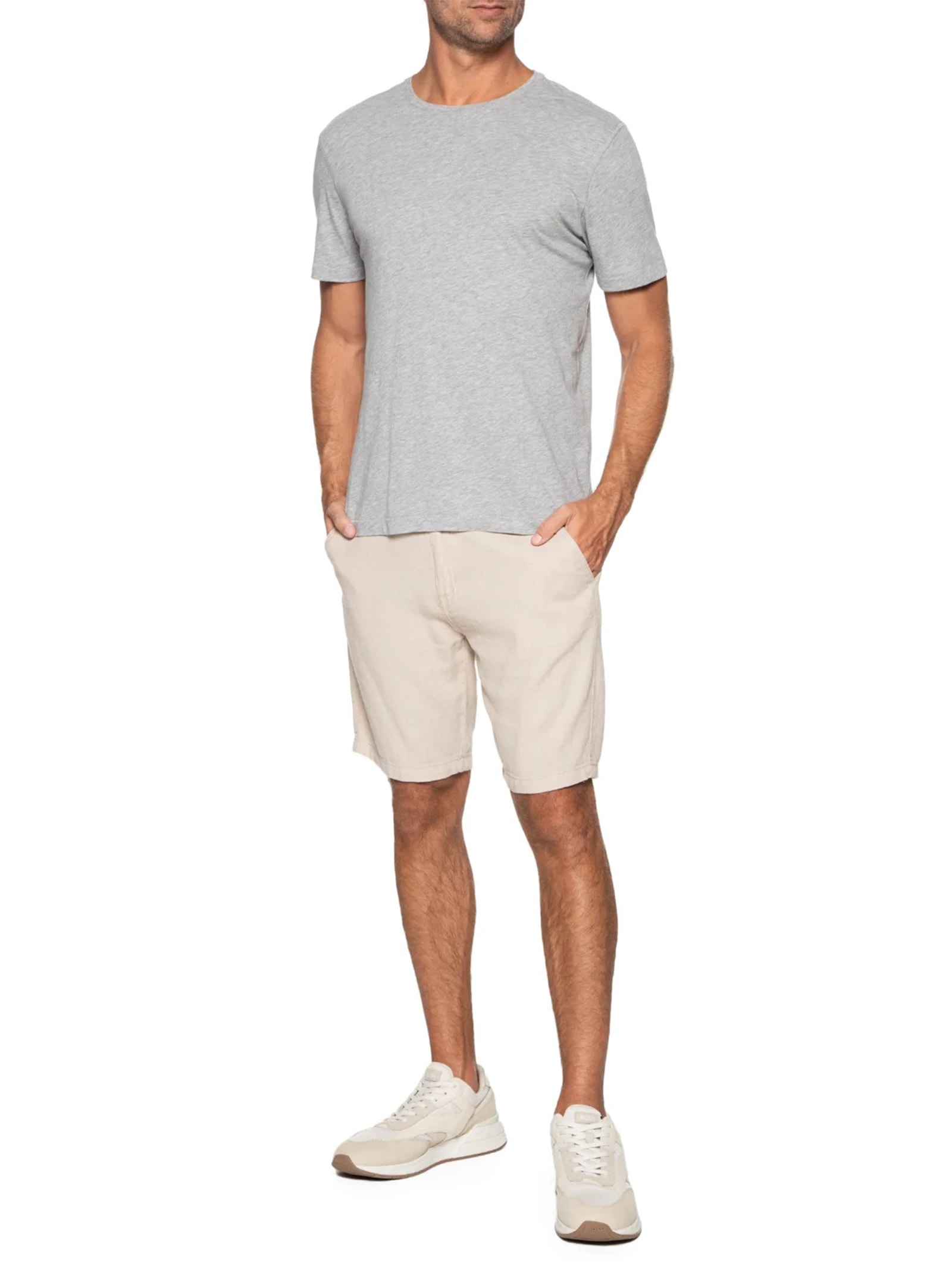 Camiseta Masculina Manga Curta Gola Redonda Regular Cinza '2 Essential