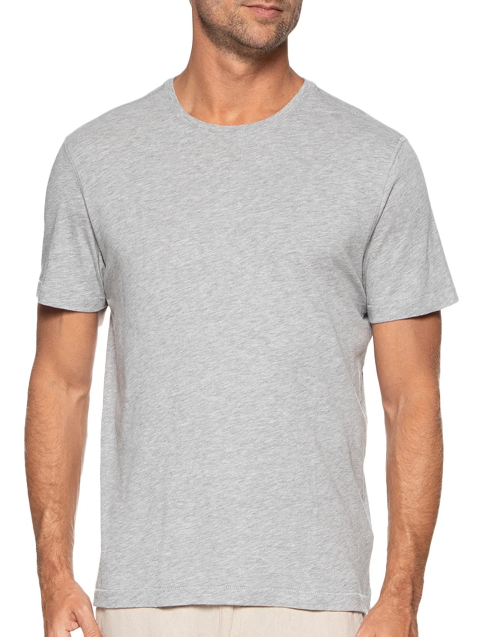 Camiseta Masculina Manga Curta Gola Redonda Regular Cinza '2 Essential