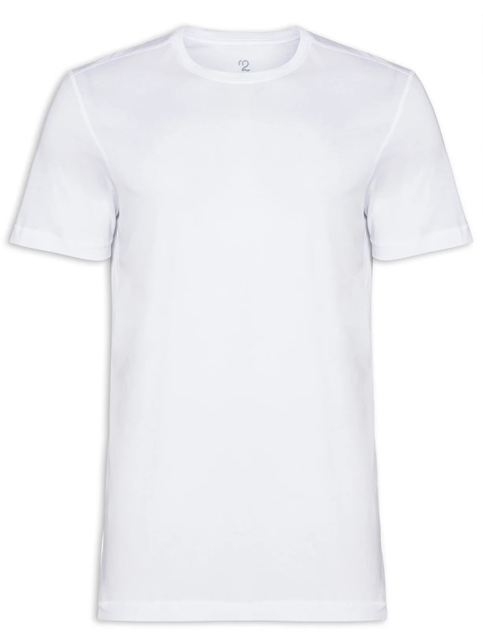 Camiseta Masculina Manga Curta Gola Redonda Regular Fit Branco '2 Essential