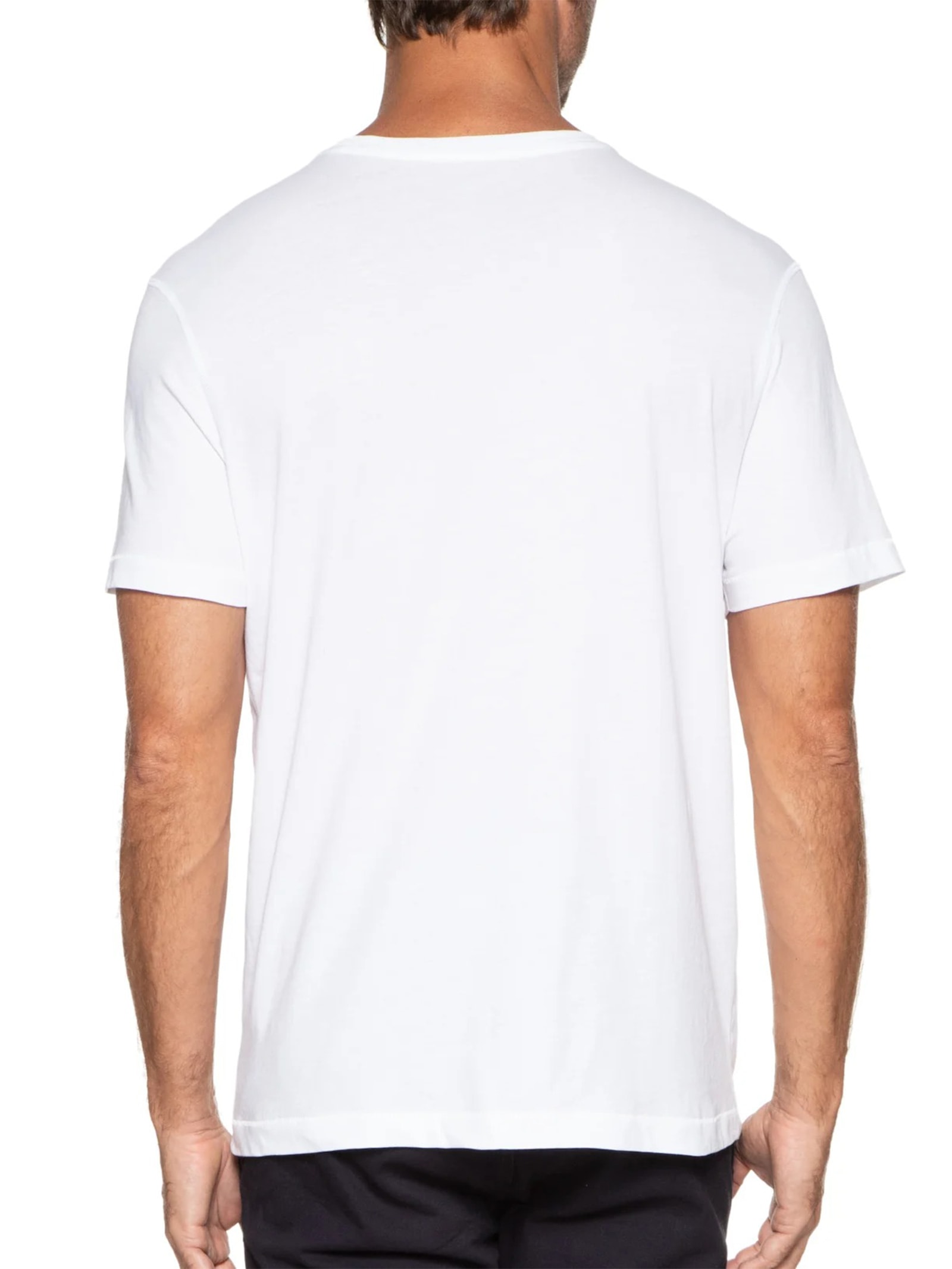 Camiseta Masculina Manga Curta Gola Redonda Regular Fit Branco '2 Essential