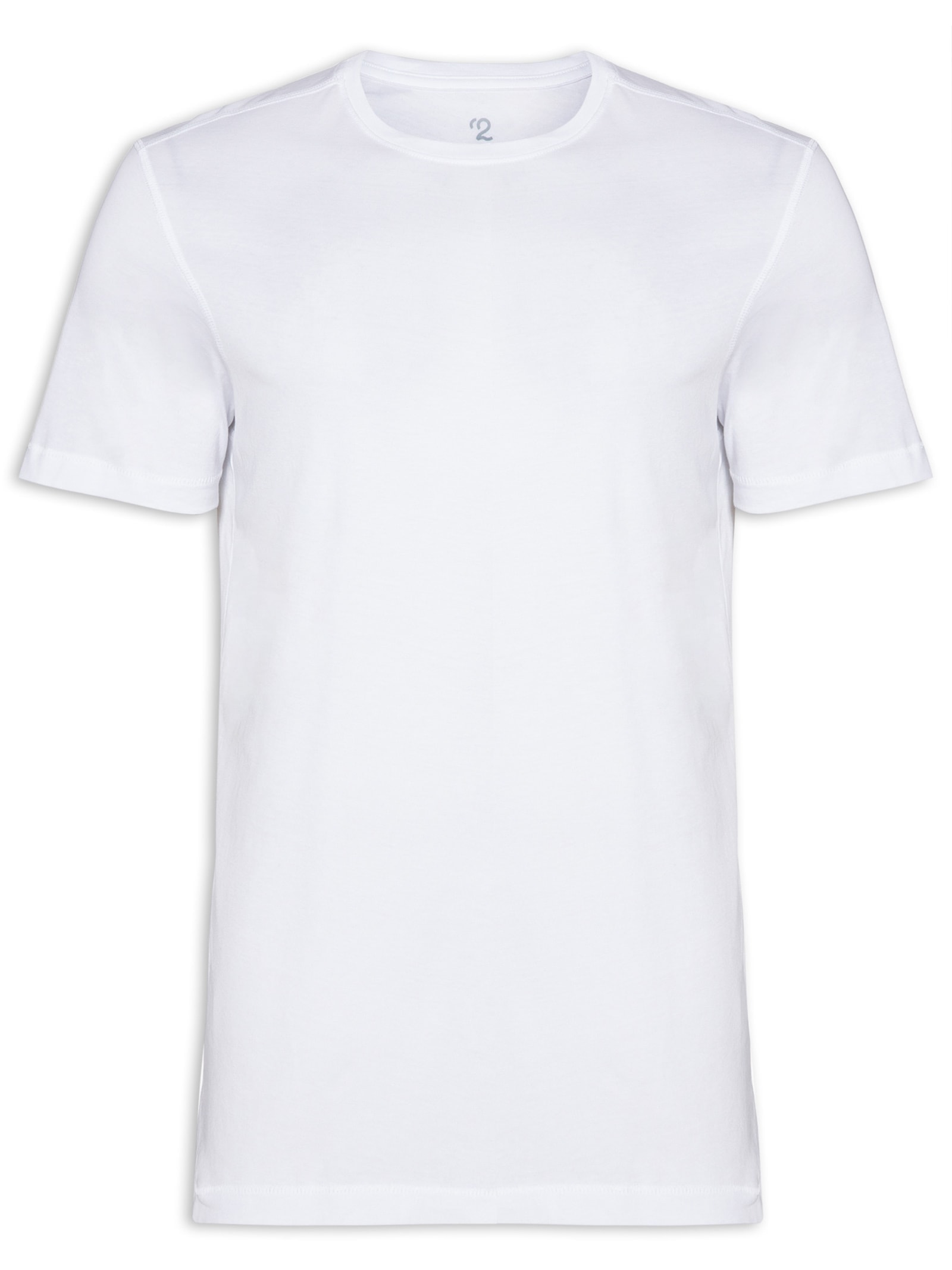 Camiseta Masculina Manga Curta Gola Redonda Regular Fit Branco  '2 Essential