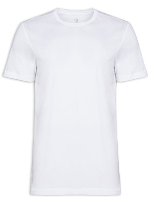 Camiseta Masculina Manga Curta Gola Redonda Regular Fit - Branco