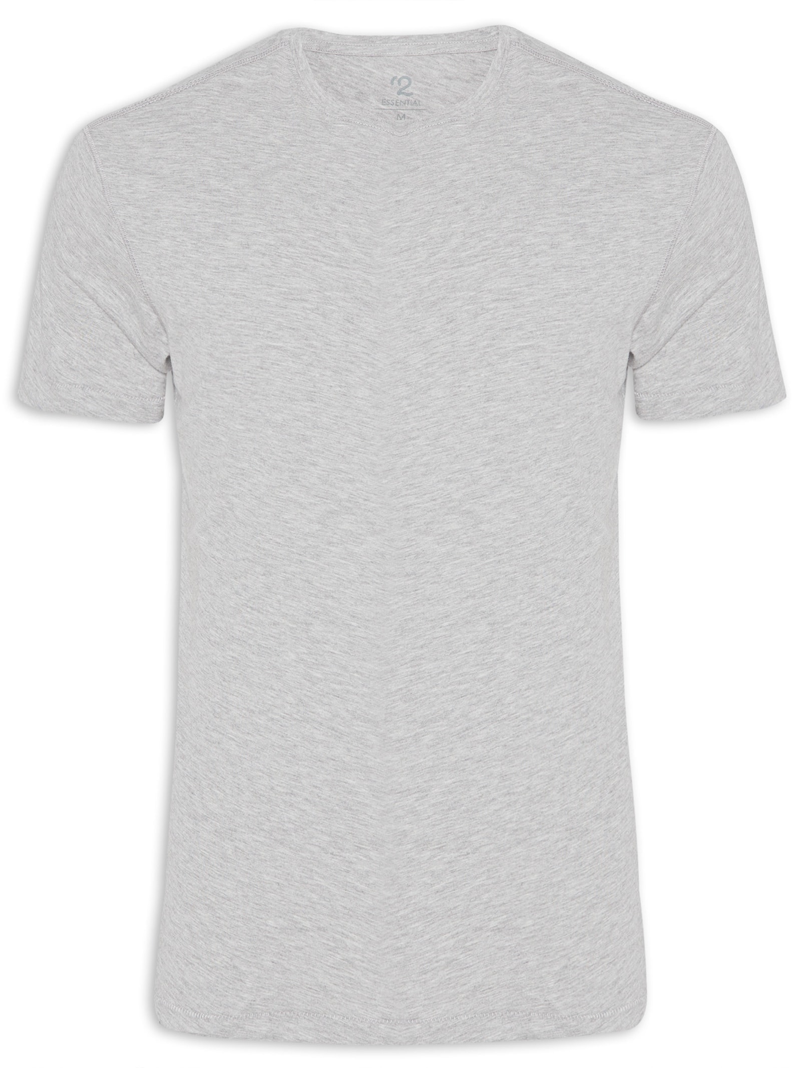 Camiseta Masculina Manga Curta Gola Redonda Regular Fit Cinza '2 Essential