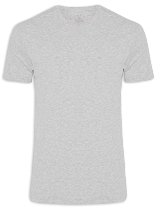 Camiseta Masculina Manga Curta Gola Redonda Regular Fit - Cinza