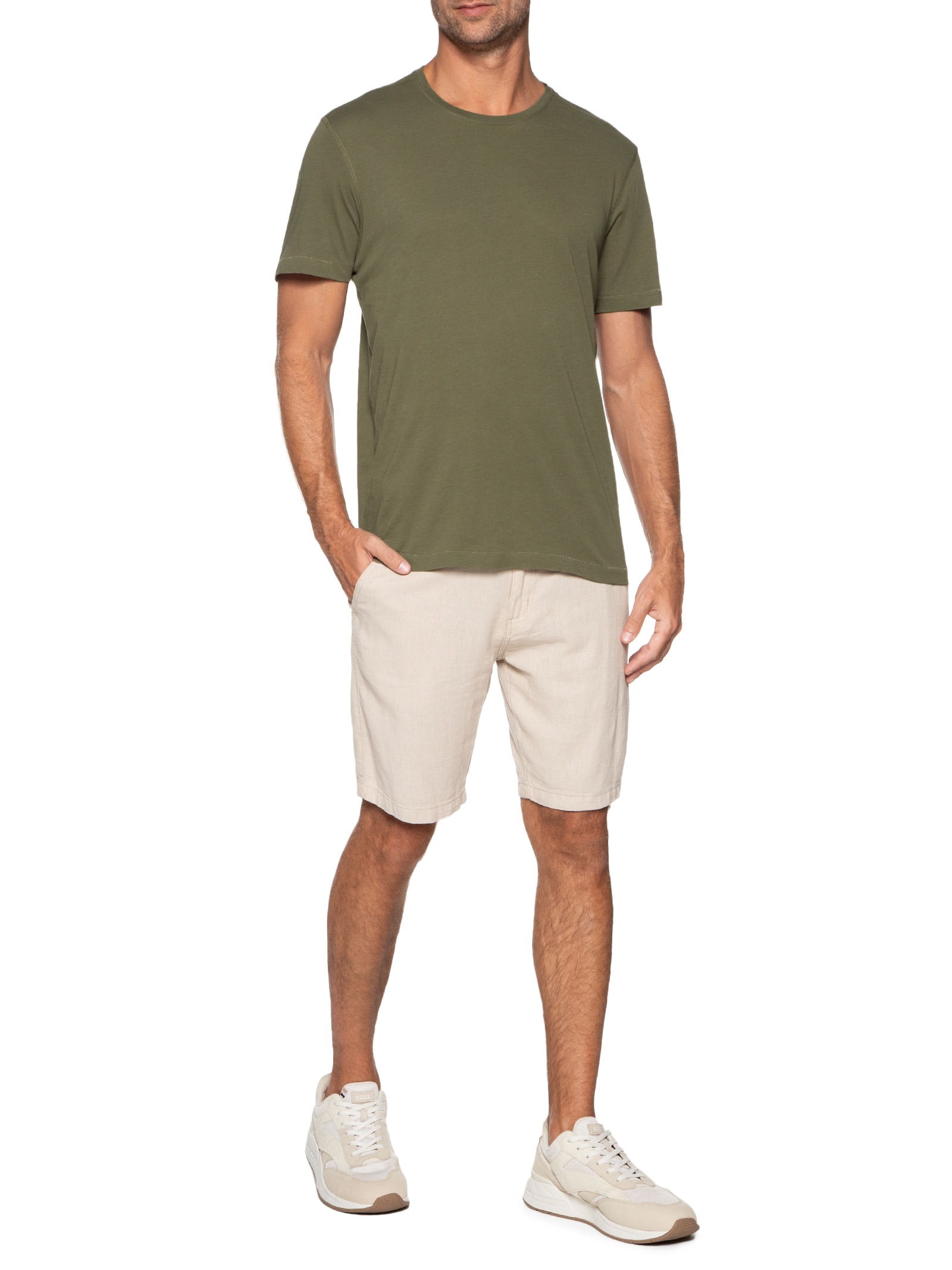 Camiseta Masculina Manga Curta Gola Redonda Regular- Verde '2 Essential