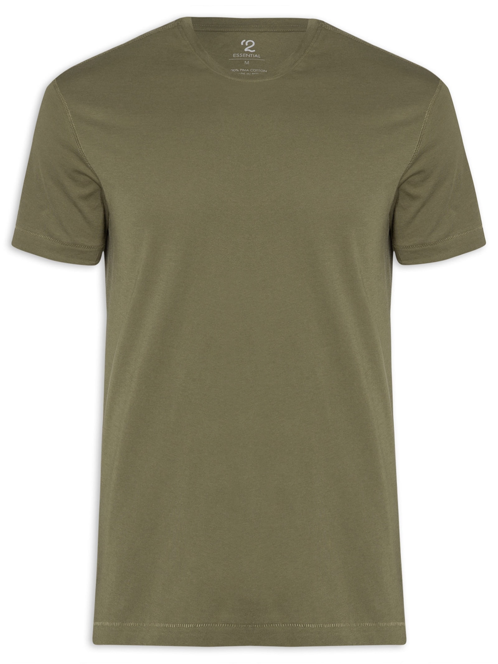 Camiseta Masculina Manga Curta Gola Redonda Regular- Verde '2 Essential
