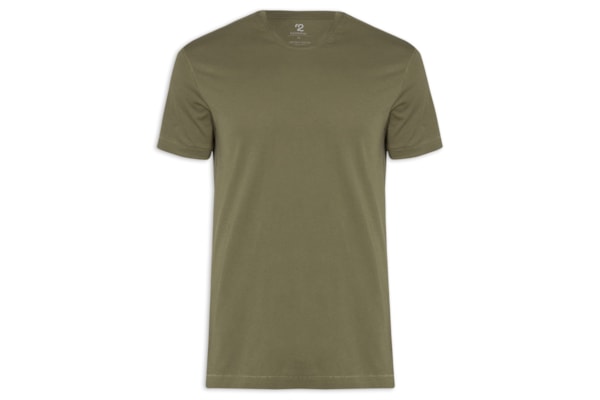 Camiseta Masculina Manga Curta Gola Redonda Regular- Verde