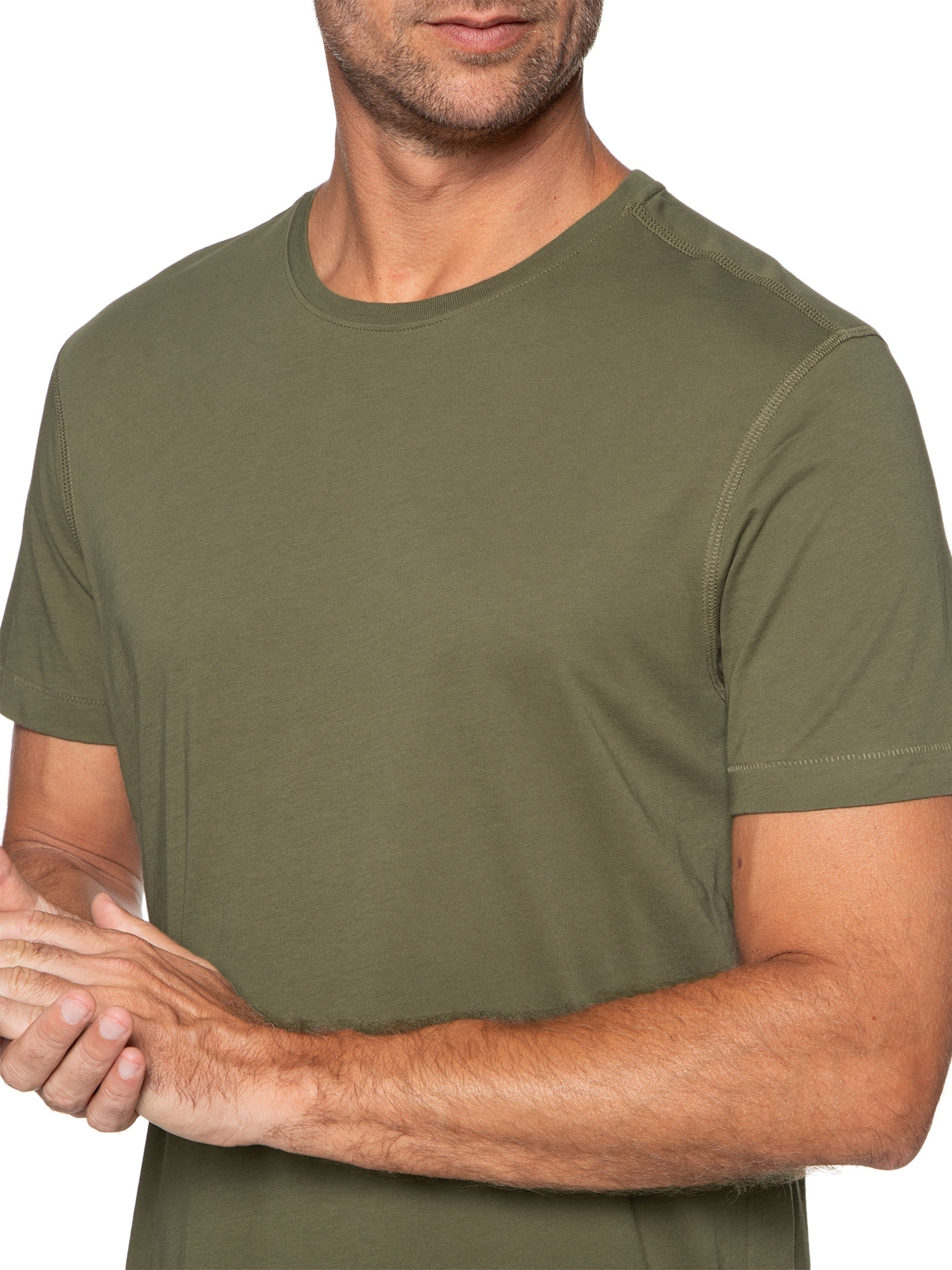 Camiseta Masculina Manga Curta Gola Redonda Regular- Verde '2 Essential