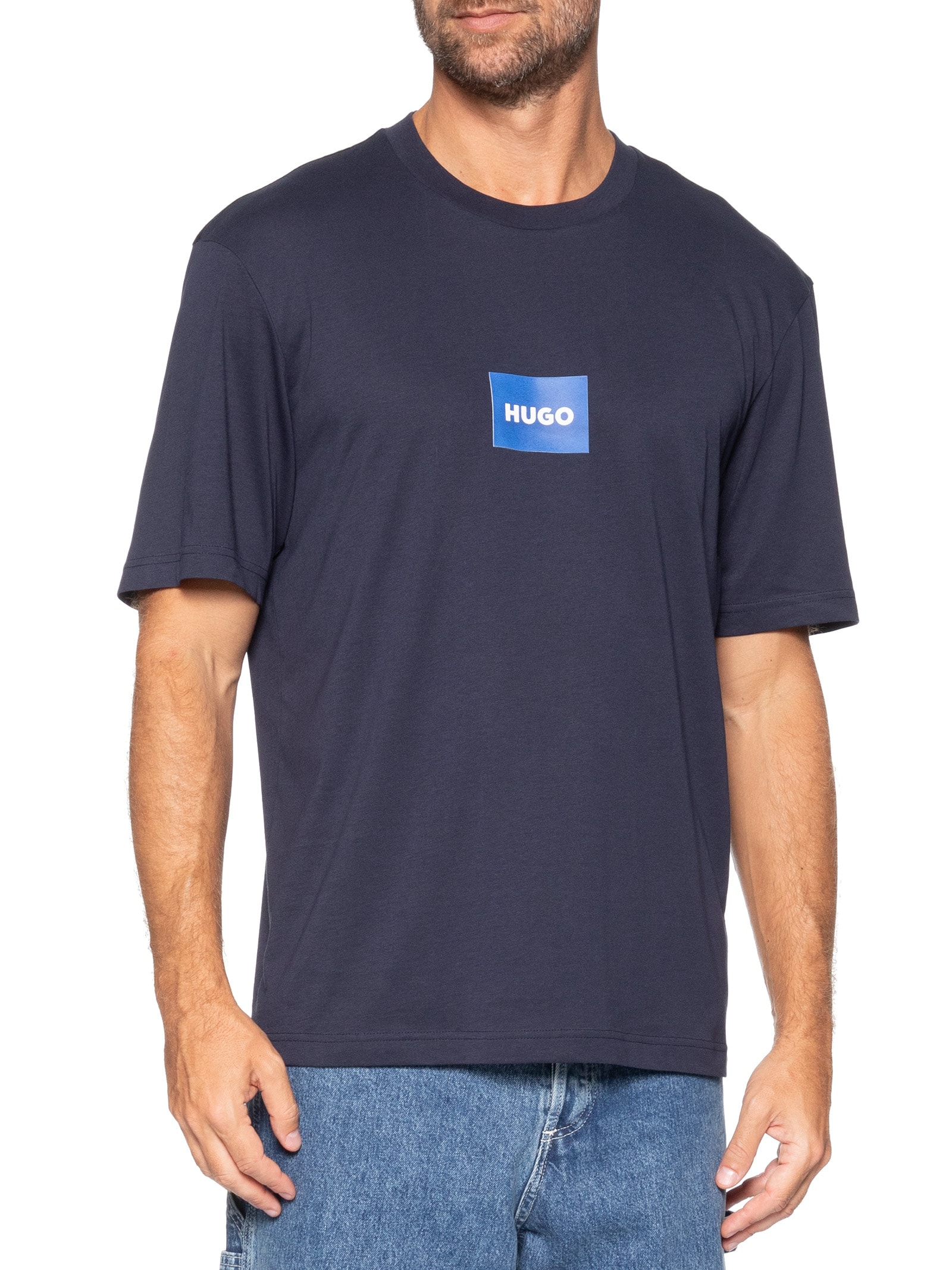 Camiseta Masculina Manga Curta Goloa Careca Nayonix Azul Hugo