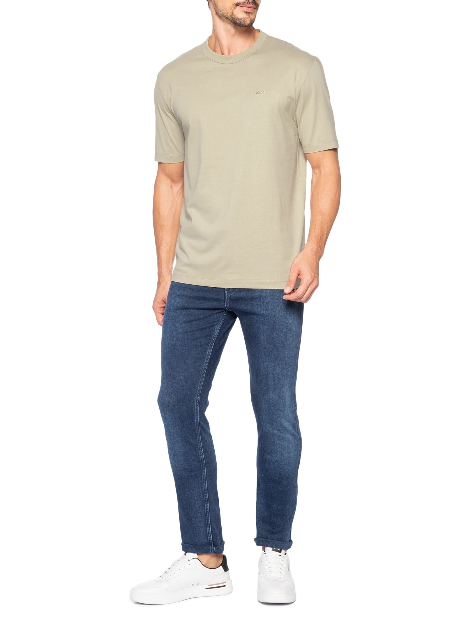 Camiseta Masculina Manga Curta H-Taut 15 Bege Boss