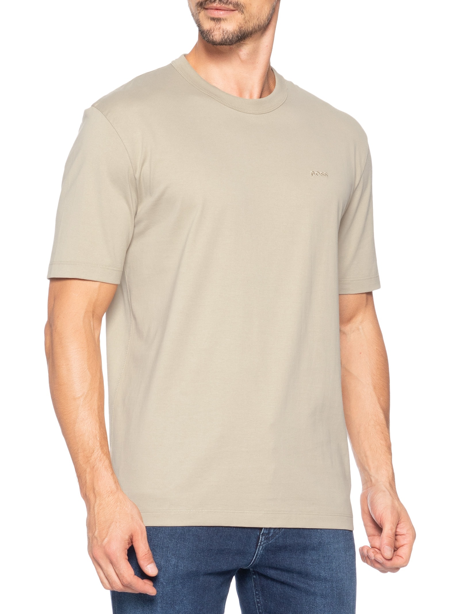 Camiseta Masculina Manga Curta H-Taut 15 Bege Boss