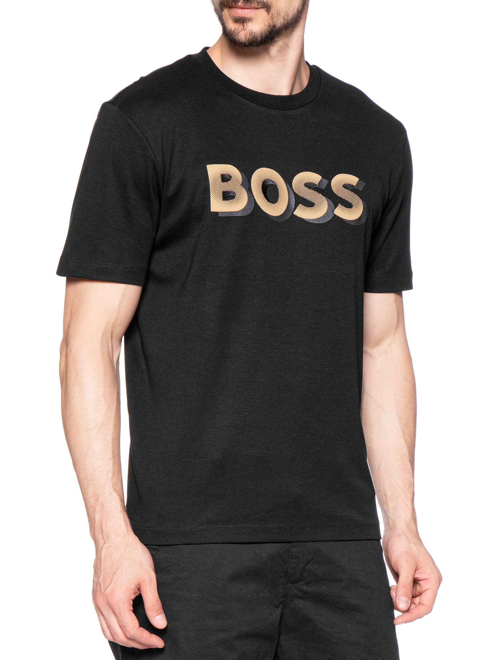 Camiseta Masculina Manga Curta H-Thompson 656 Preto Boss