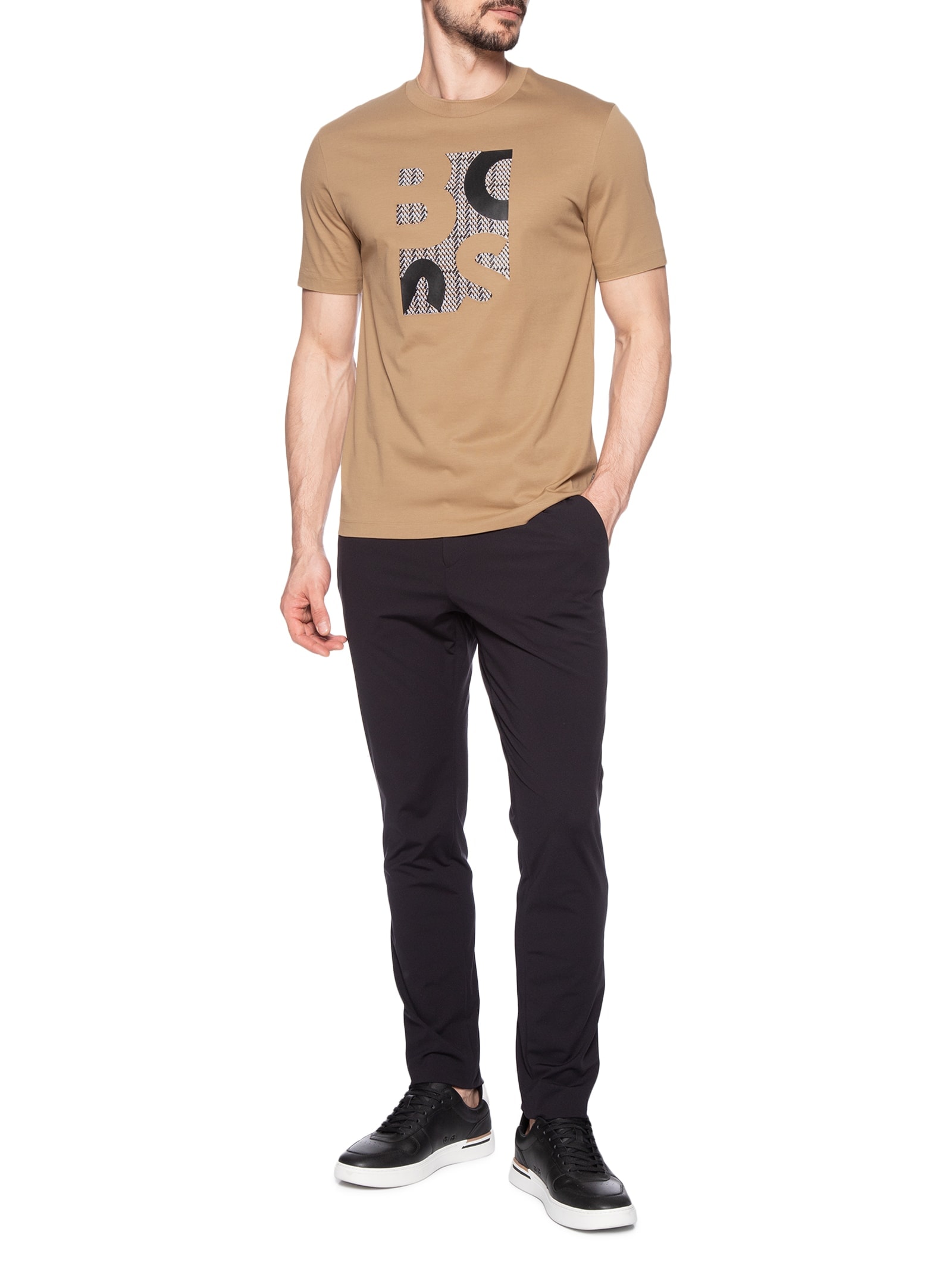 Camiseta Masculina Manga Curta H-Thompson Bege Boss