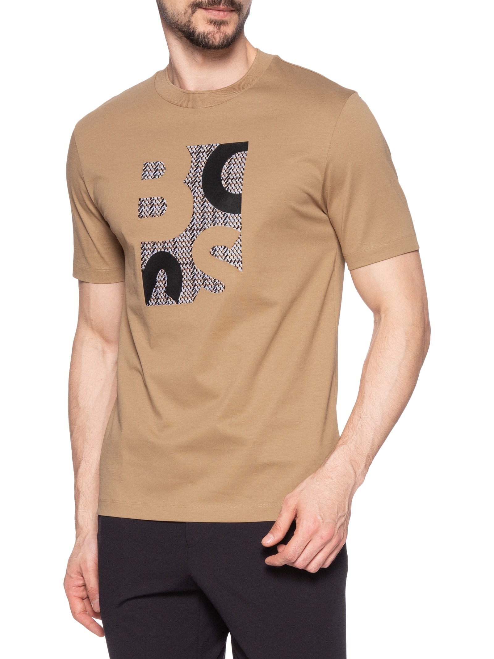 Camiseta Masculina Manga Curta H-Thompson Bege Boss