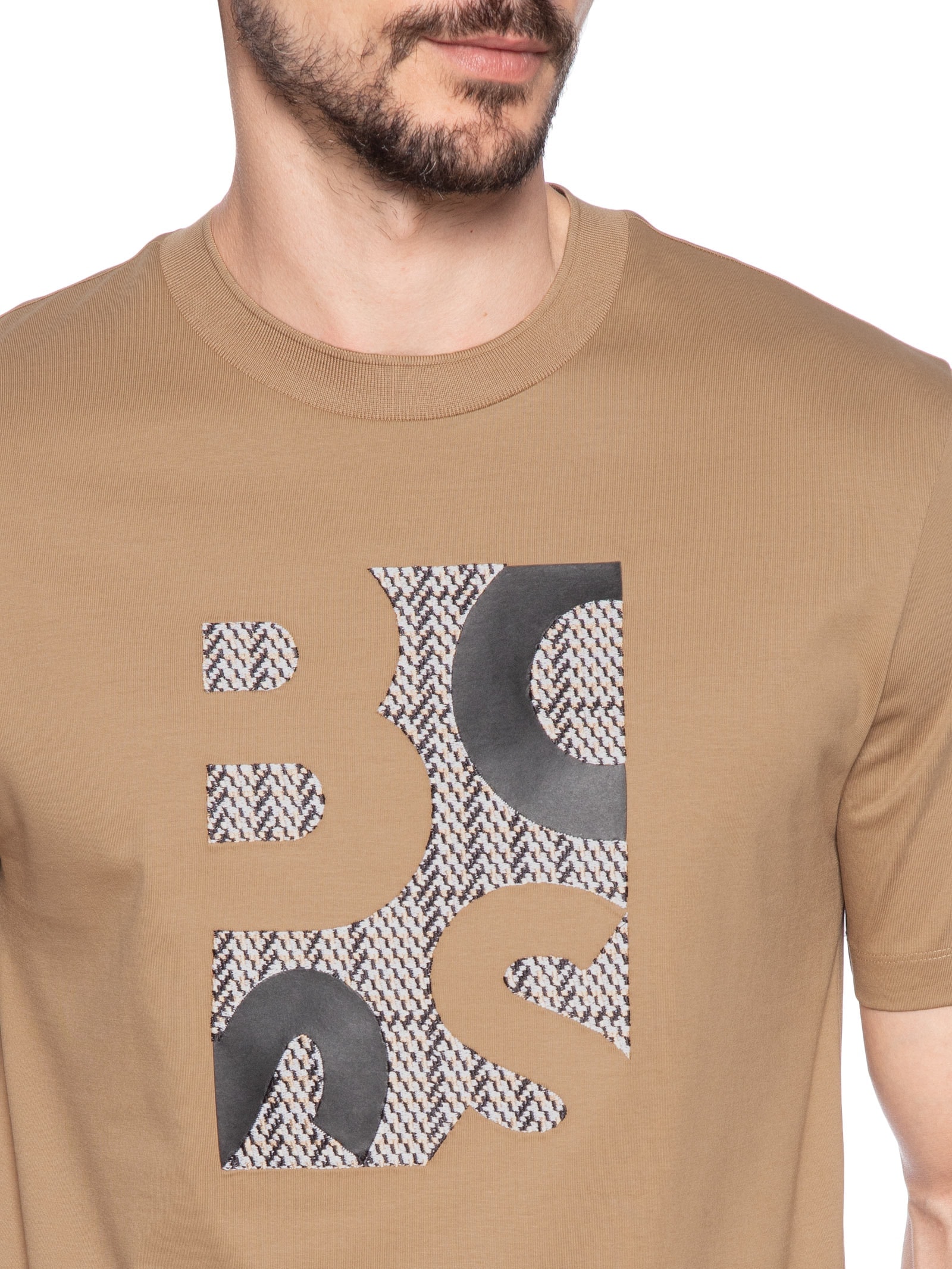 Camiseta Masculina Manga Curta H-Thompson Bege Boss