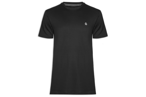 Camiseta Masculina Manga Curta Interloque Lisa Patch - Preto
