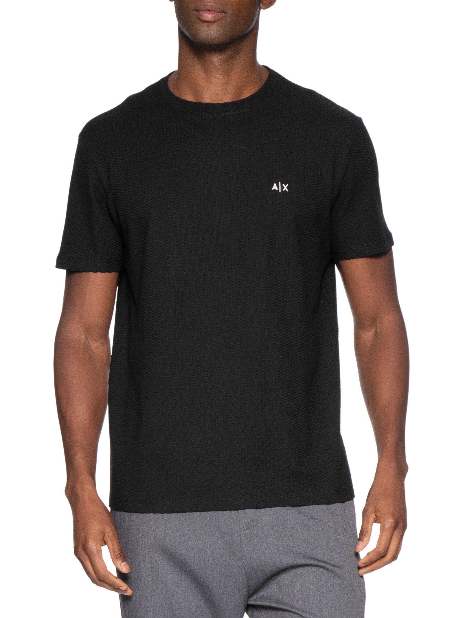 Camiseta Masculina Manga Curta Jaccquard Preto Armani Exchange